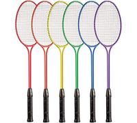 Champion Sports Tempered Steel Twin Shaft Badminton Rackets with Steel Coated Strings Set of 6
