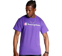 Champion T-Shirt à col Rond en Coton de Poids Moyen pour Homme, Violet, L
