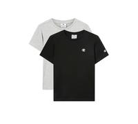 Champion T-Shirt (Pack de 2) Enfants et Adolescents, Noir/Gris chiné Clair, 7-8 Ans
