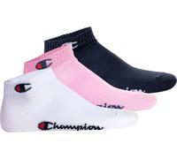 Champion Unie Chaussettes, Lot de 3 - Quarter Socks, Basic, Logo Rose/Blanc/Bleu EU 35-38