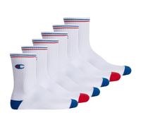 Champion Unisexe Chaussettes, 6 Paire - Ras Du Cou Logo, Rayures Blanc Eu 35-38