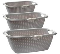 CHAMPIONS DE LINGE EN PACK DE 3 : bacs à linge XXL ergonomiques de 60 x 40 cm avec poignées - Vos héros de ménage de 20 l pour une organisation parfaite !