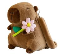 champracer Capybara Sac à dos en peluche Capybara Sac à dos Capybara Doudou en peluche pour adulte Cochon d'eau Doudou Sac à dos pour enfants, Motif fleurs - Rose, Mittelgroße