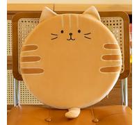 champracer Coussin de chaise rond pour enfant - Rond - Coussin de chaise épais - 40 cm - En mousse à mémoire de forme - Avec housse amovible - Motif chat marron