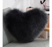 champracer Coussin en peluche en forme de cœur - Doux - Décoratif - Pour la Saint-Valentin, Pâques (40 x 50 cm, gris foncé)