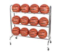 Champro 12 Ball Rack with Casters, Upright (Silver, 41 x 17 x 41)