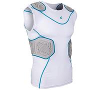 Champro Bull Rush Maillot de Football de Compression avec système de Coussin intégré, Blanc/Gris, L Mixte