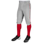 Champro Men' Standard Adult Triple Crown Knicker, Grey, Scarlet Pipe, Small