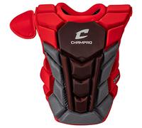 Champro Optimus Pro Plus Protection de Poitrine Ergonomique pour Attrape-Baseball Commotio Cordis avec épaule Amovible 41,9 cm Rouge écarlate