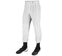Champro Pantalon de Baseball en Polyester à Rayures Fines à Triple Couronne, Blanc, Broche Noire, Taille M