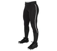 Champro Pantalon de Softball Taille Basse avec Passepoil latéral pour Femme Petit Tuyau Noir et Blanc