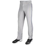CHAMPRO Pantalon de Sport pour Adulte Triple Couronne avec Bas Ouvert, Gris, Passepoil Bleu Marine, Taille L