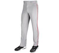CHAMPRO Sports Triple Crown Open Bottom Pants, Grey, Scarlet Pipe, Large
