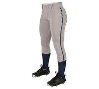 Champro Tournament Pantalon de Softball Traditionnel Taille Basse avec Passepoil tressé de Couleur contrastée, Gris, Bleu Marine, Taille L