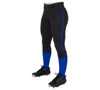 Champro Tournament Pantalon de Softball Traditionnel Taille Basse pour Femme avec Passepoil tressé de Couleur contrastée, Noir, Royal Pipe Taille M