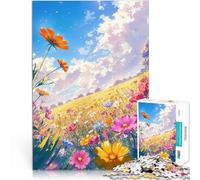 Champs de Fleurs, journée ensoleillée Puzzle 1000 pièces pour Adultes Jeux Amusants Cadeau d'anniversaire, Cadeaux, décoration Murale 38x26cm
