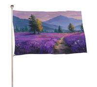 Champs de lavande avec drapeau de montagnes 9,5 x 1,5 m pour extérieur, jardin, bannière, décoration pour cour, porche, pelouse, ferme