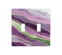 Champs de lavande avec ligne organique qui coule - Double interrupteur à bascule - Plaque murale - Taille standard - 11,4 x 11,4 cm