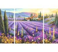 Champs de Lavande Triptyque - Peinture par numéros