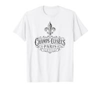 Champs-Elysées Paris France Ornée Fleur de Lis Noir T-Shirt Graphique avec Valeur