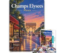 Champs Elysees Paris Night Scene Puzzle pour Adultes 1000pcs (38x26cm) | Pour une pause calme pendant l'Avent : ce puzzle adulte 1000 pièces transforme les vacances d'hiver en pause puzzle.