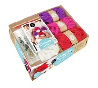 Champy Crochet - Coffret Avec 4 Pelotes, 1 Aiguille À Laine, 1 Crochet, De La Ouate, 6 Yeux Kawaii Et 3 Porte-Clés