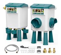 CHAMUTY Mangeoire Poules, Abreuvoir Poules Automatique 7 litres avec Pieds, Flotteur Filtré, Tuyau en Acier Inoxydable de 1,5 m, Distributeur Eau Poule Automatique, Mangeoire Poules Anti Nuisible