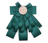 Chamvino Femme Fille Big Bowknot Ruban Broche Strass Big Bow Tie Clips pour Chemises Banque Hôtel Hôtesse de l'air Étudiant Professionnel Col Insigne, Zinc Fausse perle, Cristal