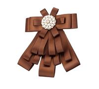 Chamvino Femme Fille Big Bowknot Ruban Broche Strass Big Bow Tie Clips pour Chemises Banque Hôtel Hôtesse de l'air Étudiant Professionnel Col Insigne, Zinc Fausse perle, Cristal