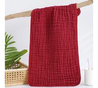 ChamXue Lange Bébé, en Mousseline de Coton, 25x50cm Lot de 5 Langes, Enveloppante Carrés Super Soft pour Peaux Sensibles pour Nouveaux-nés, Rouge Foncé, 5pcs