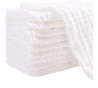 ChamXue Lange Bébé, en Mousseline de Coton, Lot de 5 Langes, 30x50cm Carrés Doux Super Soft pour Peaux Sensibles pour Nouveaux-nés (Etiré 30x50cm, Blanc(Lot de 5 pcs))