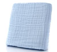ChamXue Lange Bébé, Langes en Mousseline de Coton, Lange 6 Couches, pour Peaux Sensibles et Nouveaux, Carrés Doux Super Soft, 105x105cm(±3-5cm), 1pcs (105cmX105cm, 1 pcs Bleu)