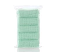 ChamXue Langes Bébé, Langes en Mousseline de Coton, Lot de 5 Langes 25x25cm, 6 Couches, Carrés Doux, Super Soft pour Peaux Sensibles pour Nouveaux (Vert, 25x25cm)