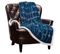 Chanasya Chaud Hug énergie Positive Couverture -Super Throw Doux en Peluche Toison pensées de guérison Confort Prendre Soin Cadeau (50 x 65 Inc) - Bleu