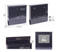 Chance E7005 Boîte Aux Lettres Individuelle En Acier Avec Porte-journaux, Taille M (format A4), Boîte Aux Lettres Avec Serrure Couverte, Porte-carte Et Porte-journaux, Gris Anthracite - Arregui