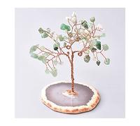 Chance et Richesse Cristal Naturel améthyste Quartz Rose Aigue-Marine décoration Porte-Bonheur tranches d'agate Pierre minérale décoration d'intérieur Chakra Arbre d'argent (Couleur : E)