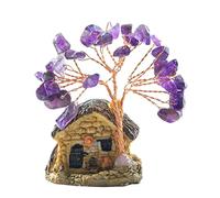 Chance et Richesse Maison Antique Rétro Bâtiment Micro Figurines de Jardin Miniatures Cuivre Cristal Fortune Décoration d'intérieur Ornements Chakra Arbre d'argent