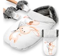 Chancelière Bébé Poussette 90 x 45 cm - Universelle Chaude Hiver Imperméable Coupe-Vent Confort Doublure Douce Protection Froid Idéale pour Promenades Longues et Courtes Lapin
