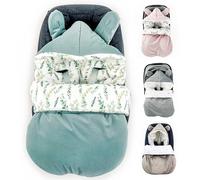 Chancelière d'hiver, chancelière pour coque bébé, hiver / automne, chancelière bébé chaude, couverture d'emmaillotage pour poussette / buggy, universelle avec harnais 3 points et 5 points Eucalyptus