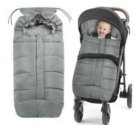 Chancelière d'hiver pour poussette avec fermeture éclair et capuche, chancelière d'hiver en polaire thermique chaude imperméable et chaude, compatible avec toutes les poussettes (gris)