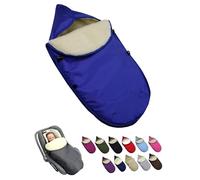 Chancelière pour coque bébé [Chancelière d'hiver] pour siège auto groupe 0+ et coque de poussette Système de harnais à 3 points et 5 points universel en laine d'agneau réglable (bleu)