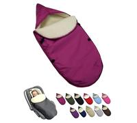 Chancelière pour coque bébé [Chancelière d'hiver] pour siège auto groupe 0+ et coque de poussette Système de harnais à 3 points et 5 points universel en laine d'agneau réglable (cerise)