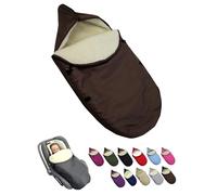 Chancelière pour coque bébé [Chancelière d'hiver] pour siège auto groupe 0+ et coque de poussette Système de harnais 3 points et 5 points universel réglable en laine d'agneau (marron)