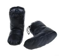 Chancelière ultralégère en duvet pour homme - Bottines d'hiver isolées à 90 % en duvet de canard avec poignet élastique, compactes et pliables pour le camping, la randonnée et les voyages (L)