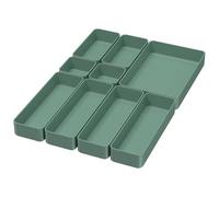 CHANCETSUI Lot de 9 plateaux de rangement empilables multifonctionnels pour coiffeuse, salle de bain, cuisine, bureau - Organisateurs de tiroirs en plastique disponibles en 5 couleurs, vert