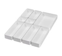 CHANCETSUI Lot de 9 plateaux de rangement empilables multifonctionnels pour coiffeuse, salle de bain, cuisine, bureau - Organisateurs de tiroirs en plastique disponibles en 5 couleurs, blanc