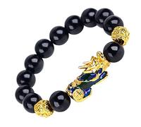 Chanceux, Feng Shui, Feng Shui de Richesse Noir en Pierre pour Femmes Hommes 10/14 / 14 mm en Perle en Cristal amulette Bonne Chance des Pierres de Chakra (Six Mots B,