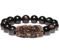 Chanceux, Feng Shui, Noir de Feng Shui, Spirituel doré Naturel Amulette ajusté Chanceux Men de Femmes, D, 12 mm