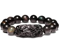 Chanceux, Feng Shui, Noir de Feng Shui, Spirituel doré Naturel Amulette ajusté Chanceux Men de Femmes, D, 12 mm