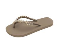 CHANCLAS by simone herrera VALERIE - Tongs confortables et de luxe pour femme - Sandales élégantes et de qualité supérieure avec paillettes pour toutes les occasions, taupe, 39/40 EU